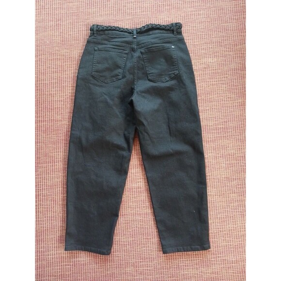 Ted Baker London Womens Jeans Sz 32 Black Braided Waist Belt Ankle Barrel Leg - Picture 6 of 6